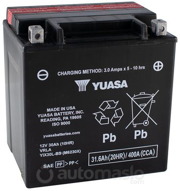 Мото аккумулятор Yuasa МОТО High Performance MF VRLA Battery AGM 12V 31.6Ah YIX30L-BS (сухозаряженный)