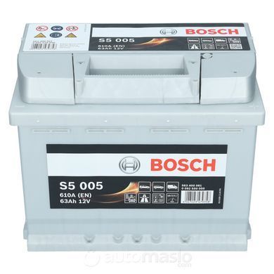Автомобільний акумулятор BOSCH S5 005 12V 63Ah 610A (0092S50050)