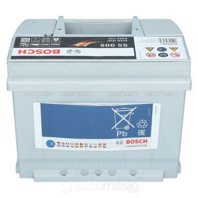 Автомобільний акумулятор BOSCH S5 005 12V 63Ah 610A (0092S50050)