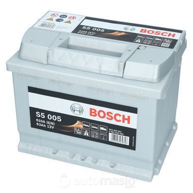 Автомобільний акумулятор BOSCH S5 005 12V 63Ah 610A (0092S50050)
