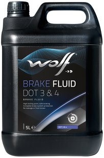 Тормозная жидкость WOLF BRAKE FLUID DOT 3&4, 5л