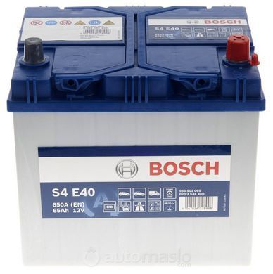 Автомобильный аккумулятор BOSCH S4 E40 12V 65Ah 650A EFB (0092S4E400)