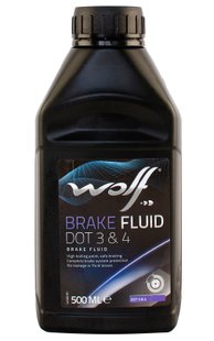 Тормозная жидкость WOLF BRAKE FLUID DOT 3&4 500мл