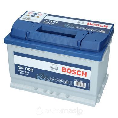 Автомобільний акумулятор BOSCH S4 008 12V 74Ah 680A (0092S40080)