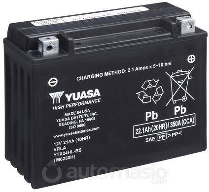 Мото аккумулятор Yuasa МОТО High Performance MF VRLA Battery 12V 22,1Ah YTX24HL-BS (сухозаряженный)