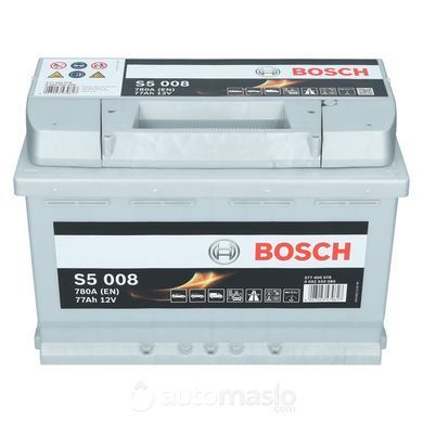 Автомобильный аккумулятор BOSCH S5 008 12V 77Ah 780A (0092S50080)