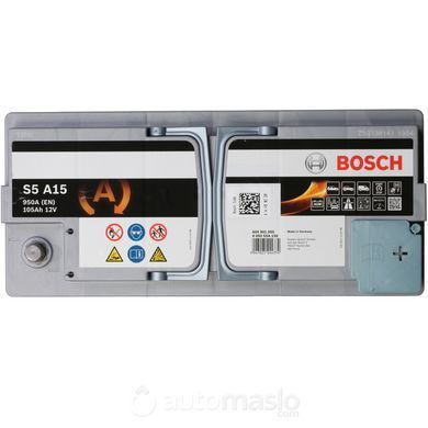 Автомобільний акумулятор BOSCH S5 A15 12V 105Ah 950A AGM (0092S5A150)