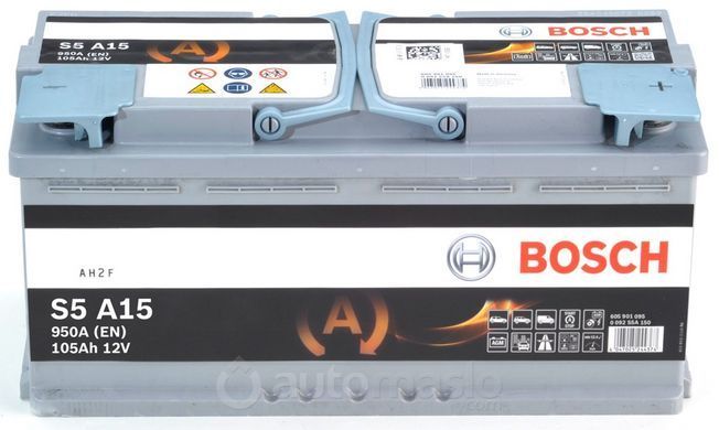 Автомобільний акумулятор BOSCH S5 A15 12V 105Ah 950A AGM (0092S5A150)