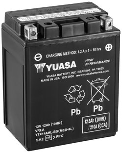 Мото аккумулятор Yuasa МОТО High Performance MF Battery AGM 12V 12,6Ah YTX14AHL-BS (сухозаряженный)