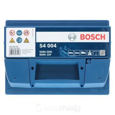 Автомобільний акумулятор BOSCH S4 004 12V 60Ah 540A (0092S40040)