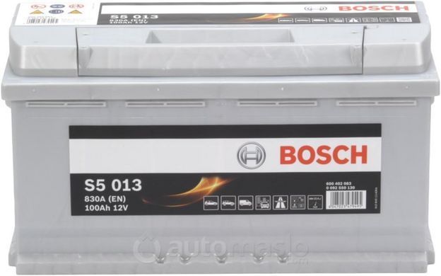 Автомобільний акумулятор BOSCH S5 013 12V 100Ah 830A (0092S50130)