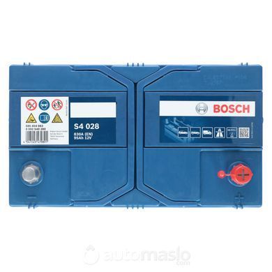 Автомобильный аккумулятор BOSCH S4 028 12V 95Ah 830A (0092S40280)