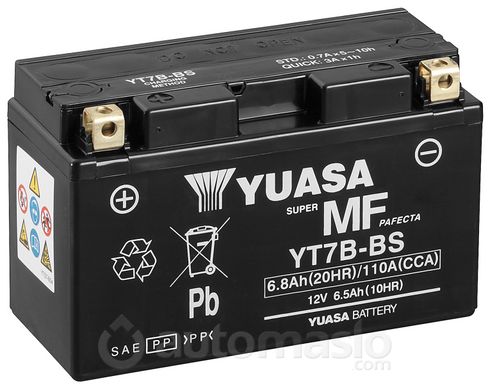 Мото аккумулятор Yuasa МОТО MF VRLA Battery AGM 12V 6,5Ah YT7B-BS (сухозаряженный)