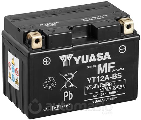 Мото аккумулятор Yuasa МОТО MF VRLA Battery 12V 10Ah YT12A-BS (сухозаряженный)