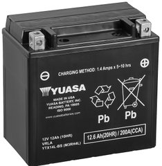 Мото аккумулятор Yuasa МОТО MF VRLA Battery AGM 12V 12,6Ah YTX14L-BS (сухозаряженный)