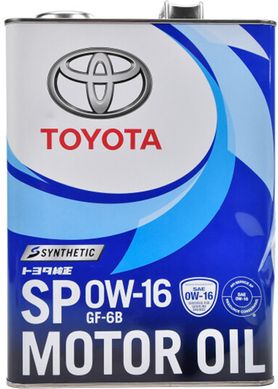 Toyota Motor Oil SP GF-6B 0W-16, 4л.