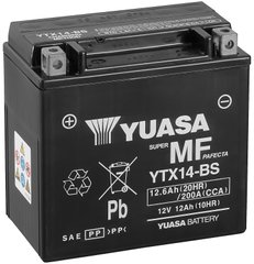 Мото аккумулятор Yuasa МОТО MF VRLA Battery 12V 12,6Ah YTX14-BS (сухозаряженный)