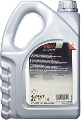 FUCHS TITAN GT1 5W-40, 4л.