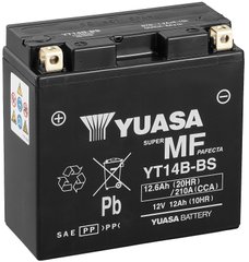 Мото аккумулятор Yuasa МОТО MF VRLA Battery 12V 12,6Ah YT14B-BS (сухозаряженный)