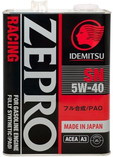 IDEMITSU ZEPRO Racing SN 5W-40, 4л